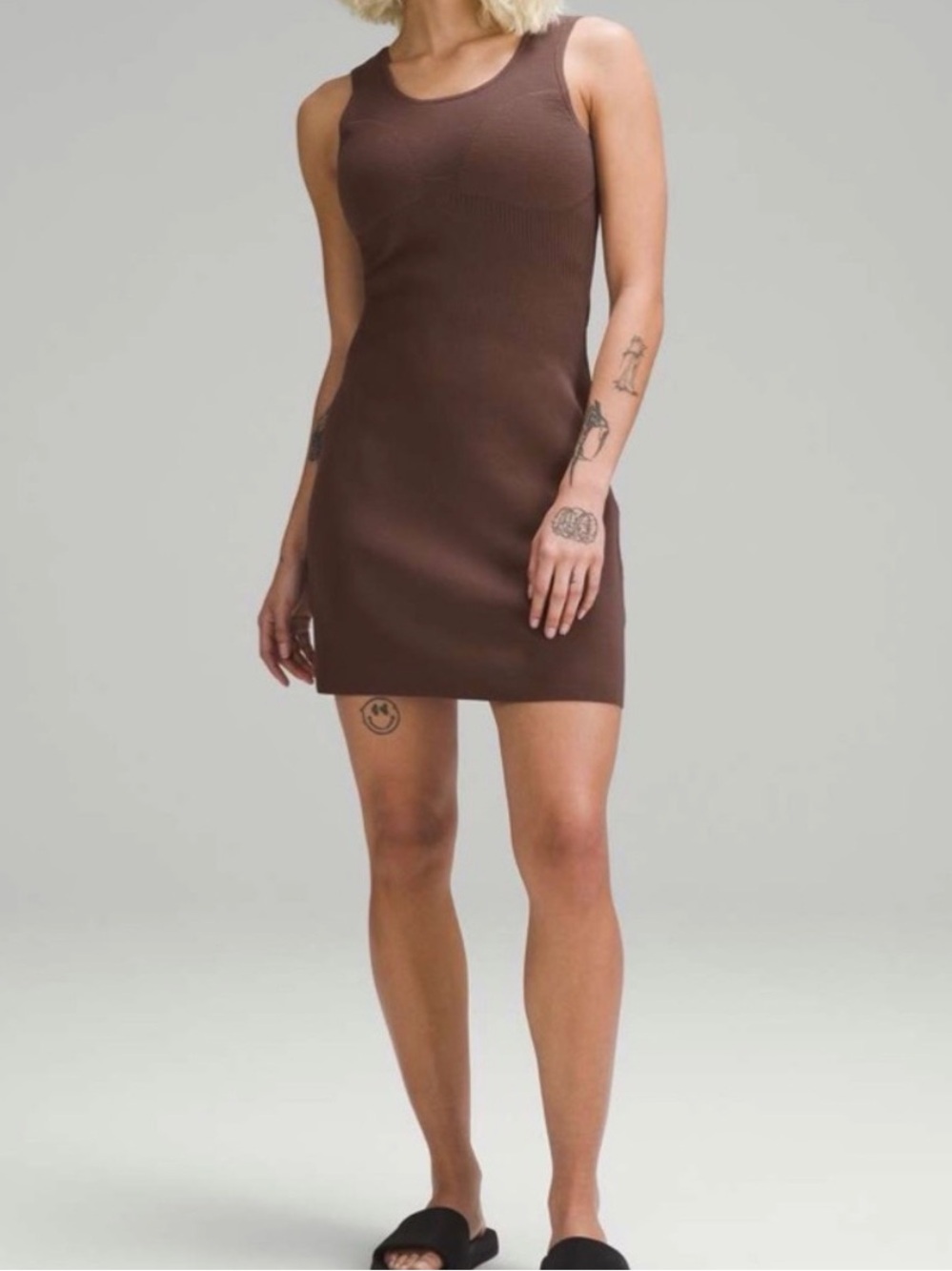 lululemon athletica Sleeveless Fit-and-Flare Dress in Mauve Brown